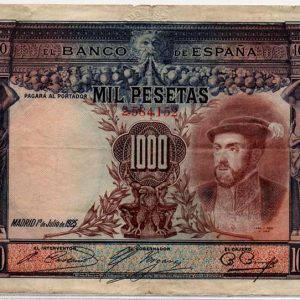 Billete Banco de España – Madrid 1000 pesetas 1925 MBC. Resello