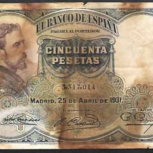 Billete Banco de España – Madrid 0050 pesetas 1931 BC Manchas