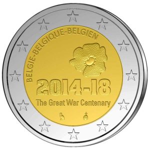 Moneda 2 euros de Bélgica 2014 I Guerra Mundial