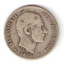 Moneda Alfonso XII 0,20 centavos peso 1883 .MBC (MANILA)