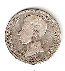 Moneda Alfonso XIII 01 Pesetas 1904 *–.– (SMV).BC