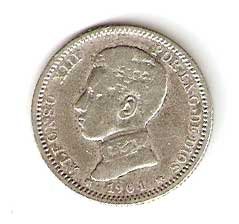 Moneda Alfonso XIII 01 Pesetas 1904 *19.04 (SMV).MBC