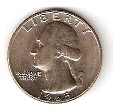 Moneda de EE.UU. 01/4 dolar 1967. MBC