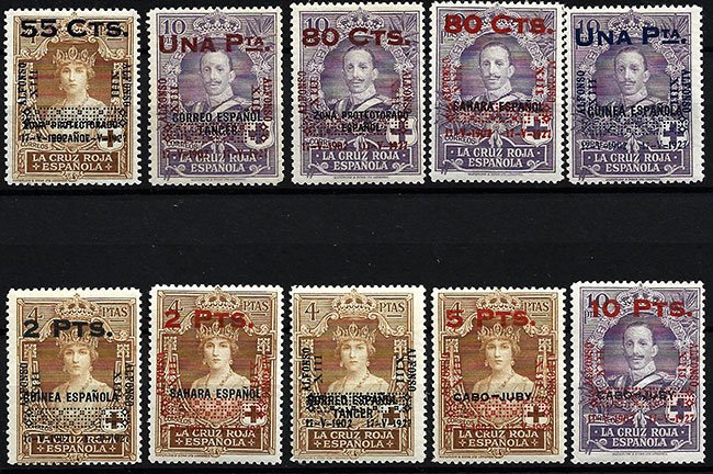 Sello Primer Centenario 392-401 Coronación Alfonso XIII Colonia - Imagen 3