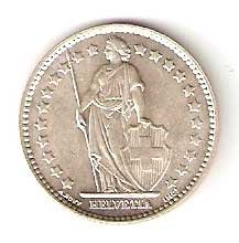 Moneda de Suiza 1 franco 1970. SC