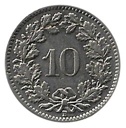 Moneda de Suiza 000010 rappen 1969. EBC