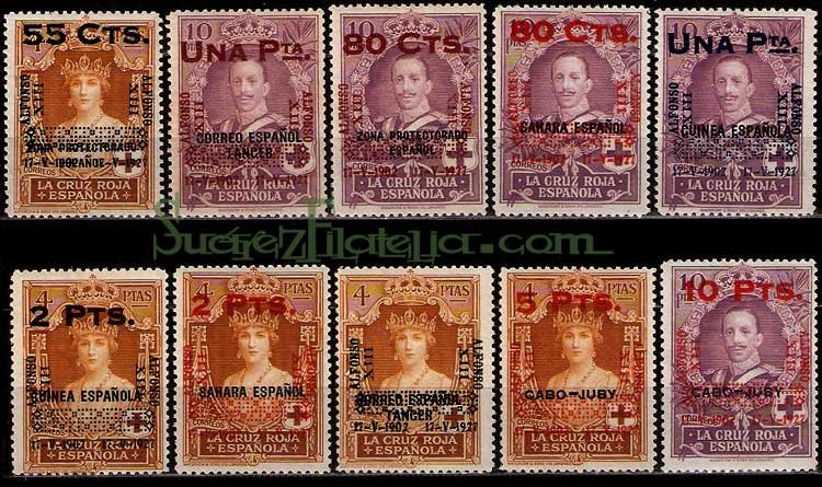 Sello Primer Centenario 392-401 Coronación Alfonso XIII Colonia
