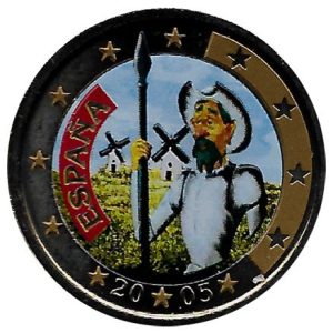 Moneda 2 Euros España 2005 Color. Quijote