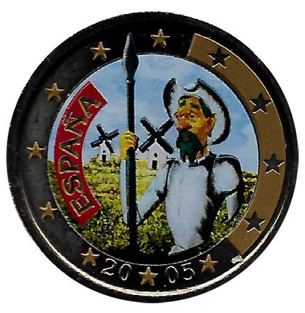 Moneda 2 Euros España 2005 Color. Quijote