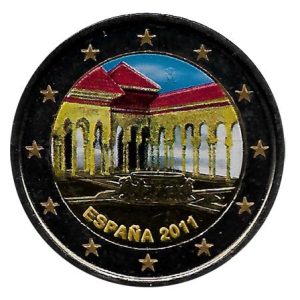 Moneda 2 Euros España 2011 Color. Alhambra Granada