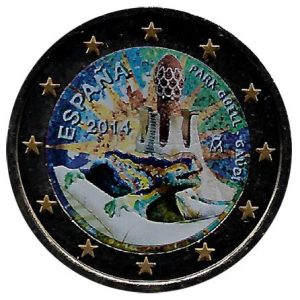 Moneda 2 Euros España 2014 Color. Parque Güell