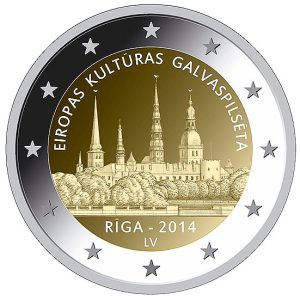 Moneda 2 euros de Letonia 2014 Riga «Capital de la Cultura»