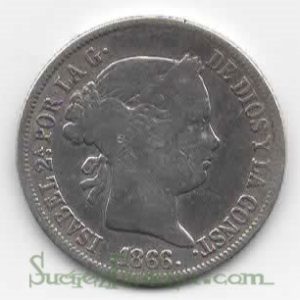 Moneda 1866.40 ctmos. de Escudo Isabel II 1866 (Madrid).MBC