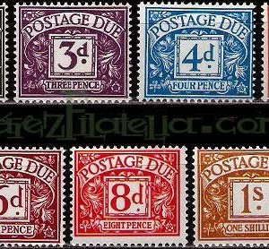 Serie sellos Inglaterra Taxa 66/72 (**). Sin 68A