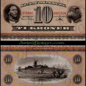 Billete Dinamarca 010 Kroner S/C. 1958