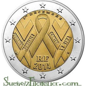 Moneda 2 euros de Francia 2014 Día Mundial contra el SIDA
