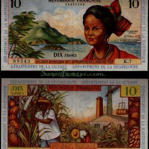 Billete Antillas Francesas 10 Francos EBC. 1964