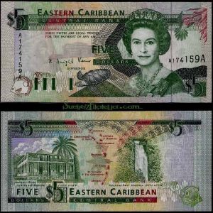 Billete Estados Caribe Este 05 Dolares S/C. 1986/88