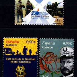 4947-49. Sellos Efemérides – Artillería, General Prim y Sanidad