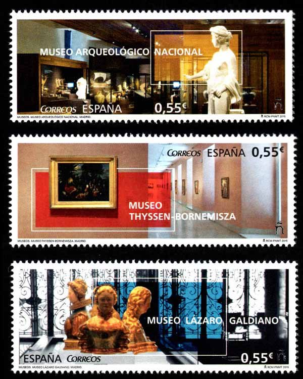 4953-55. Sello Museos Españoles - Arqueológico Nacional, Thyssen