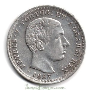 Moneda Portugal  500 reis 1858 Pedro V . BC