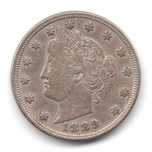 Moneda de EE.UU. 0005 centavos 1889 LIBERTY HEAD MBC
