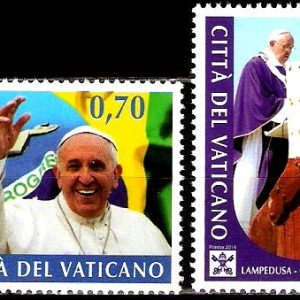 Serie sellos Vaticano 1676-77. Viajes Papa