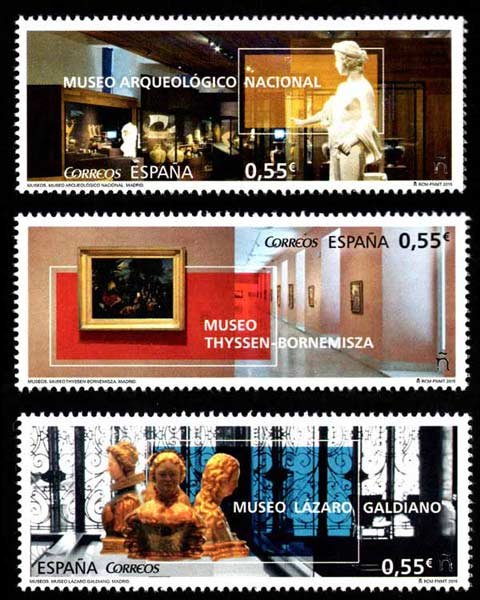 Lee más sobre el artículo SELLOS DE LA SERIE MUSEOS. SELLOS DEL MUSEO ARQUEOLÓGICO NACIONAL, THYSSEN – BORNEMISZA Y LÁZARO GALDIANO