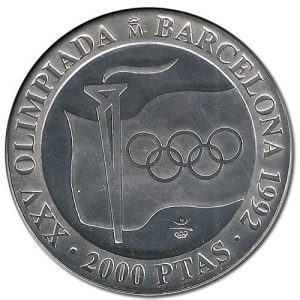 Año 1991. MONEDA PLATA 2000 pts FDC. Barcelona92. Llama Olímpica