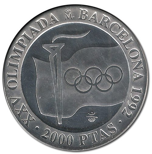 Año 1991. MONEDA PLATA 2000 pts FDC. Barcelona92. Llama Olímpica