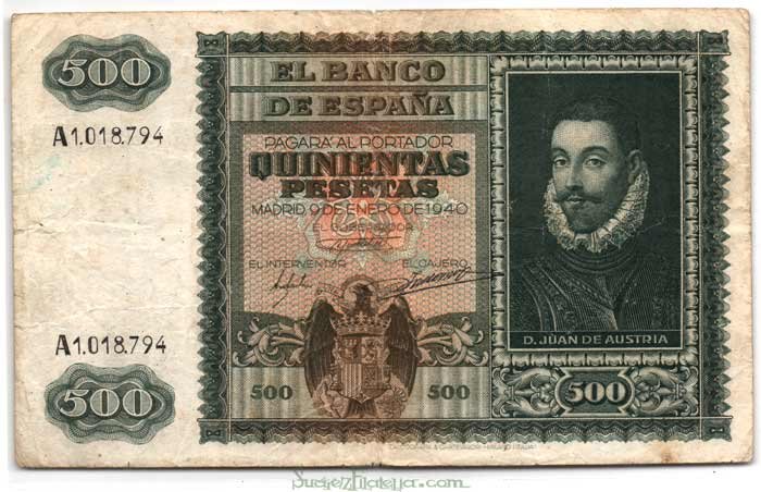 Billete Estado Español 0500 pesetas Madrid 1940 MBC-