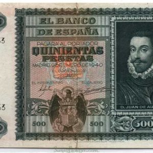 Billete Estado Español 0500 pesetas Madrid 1940 (9 Ene) MBC