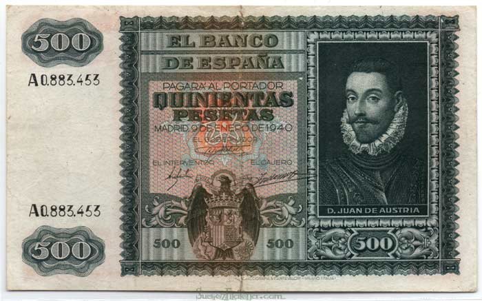 Billete Estado Español 0500 pesetas Madrid 1940 (9 Ene) MBC