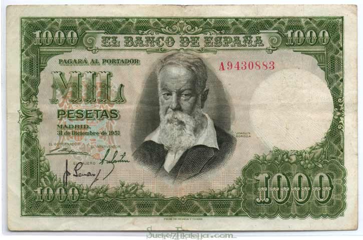 Billete Estado Español 1000 pesetas Madrid 1951 MBC