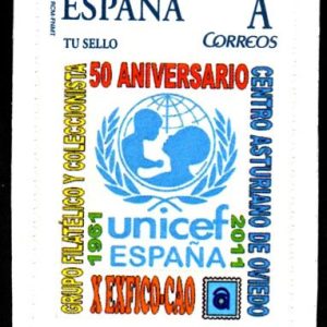 Sello de UNICEF. EXPOSICIÓN CENTRO ASTURIANO 2011