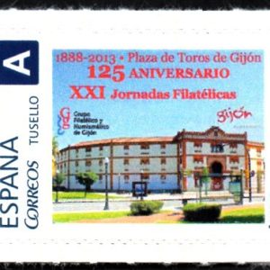 Sello de XXI Jornadas Filatélicas 2013. El Bibio