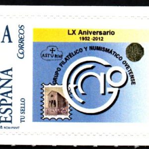 Sello del LX Aniversario Grupo Filatélico y Numismático Ovetense