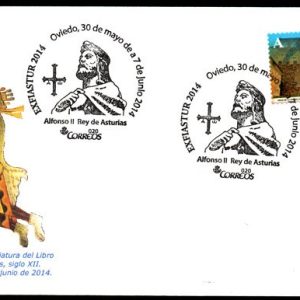 0811. Matasellos Alfonso II  EXFIASTUR (Oviedo-30/5 a 7/6/14)