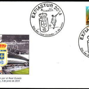 0812. Matasellos Real Oviedo  EXFIASTUR (Oviedo-3/6/14)