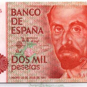 Billete Juan Carlos I 02000 pesetas Madrid 1980 SC NUMERACIÓN 9A