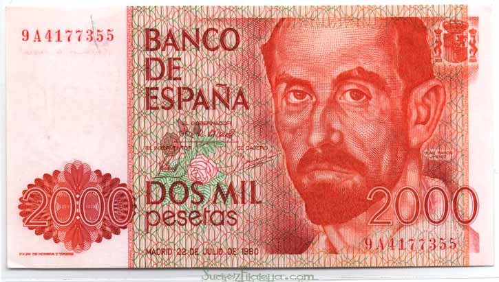 Billete Juan Carlos I 02000 pesetas Madrid 1980 SC NUMERACIÓN 9A