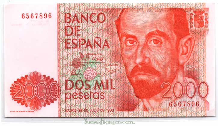 Billete Juan Carlos I 02000 pesetas Madrid 1980 SIN SERIE SC