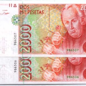 Billete Juan Carlos I 02000 pesetas Madrid 1992 PAREJ.S/SERIE SC
