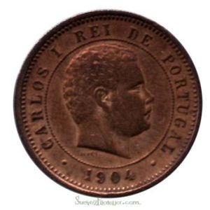 Moneda Portugal  005 reis 1904 Carlos I . EBC