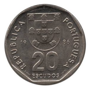 Moneda Portugal  020 escudos 1987 . MBC