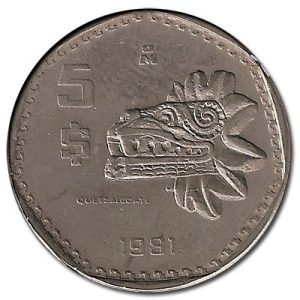 Moneda México 0005 pesos 1981.MBC