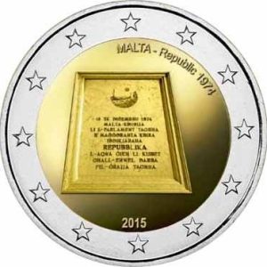 Moneda 2 euros de Malta 2015 Segunda República 1974
