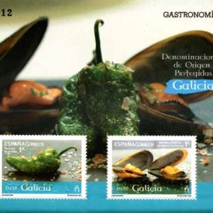 4994. Sello Galicia D.O. Pimiento y Mejillón. Gastronomía