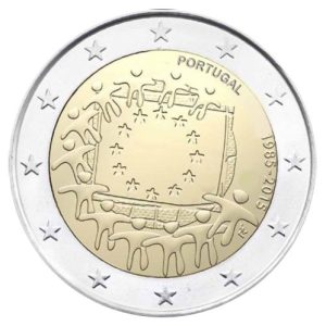 Moneda 2 euros de Portugal 2015 Tema común Bandera Europea