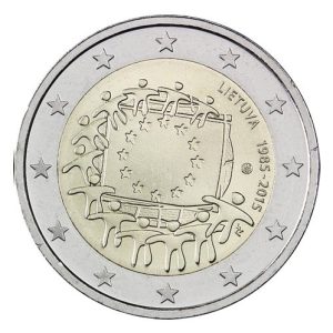 Moneda 2 euros de Lituania 2015 Tema común Bandera Europea